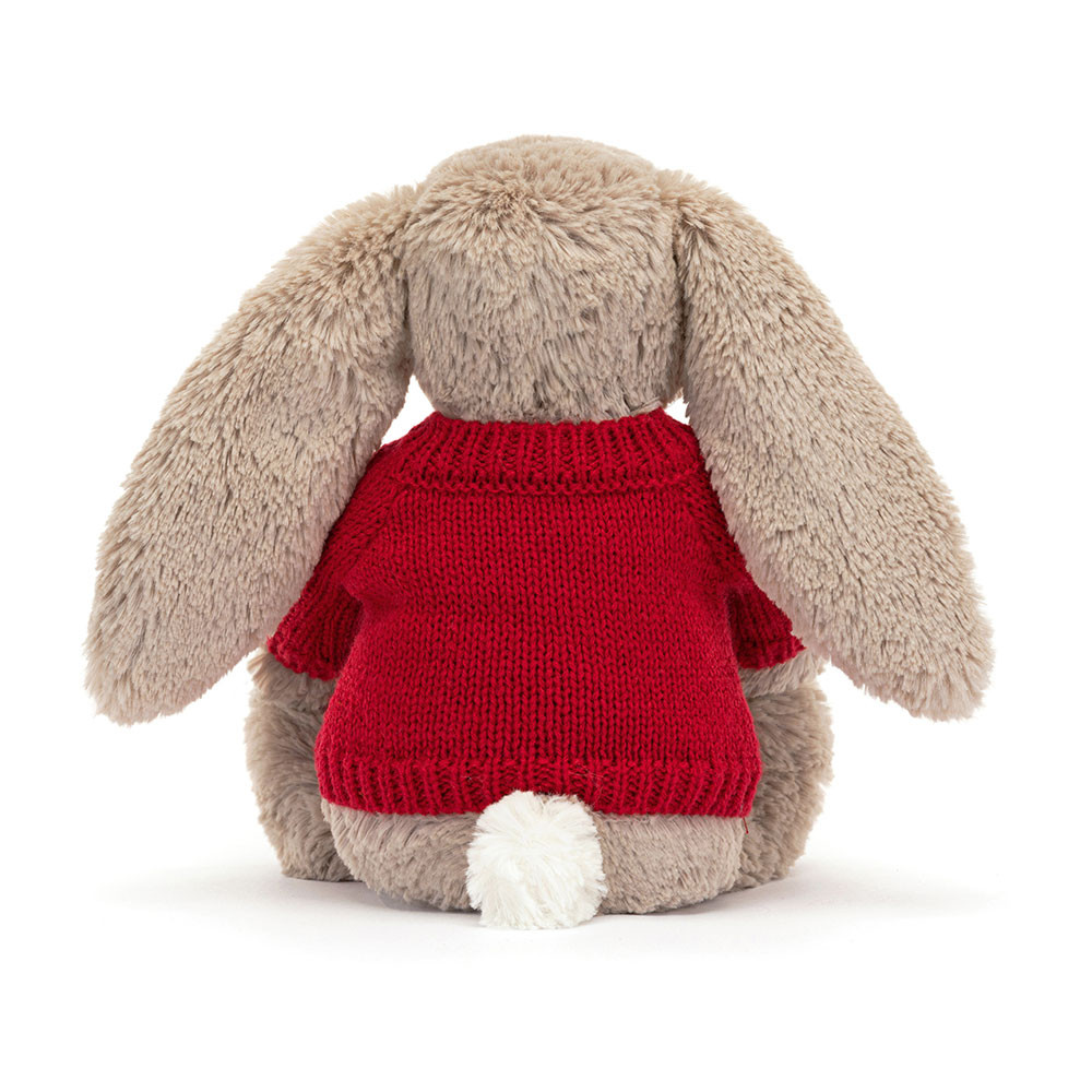 Bashful Beige Bunny with Personalized Red Jumper - Official Jellycat