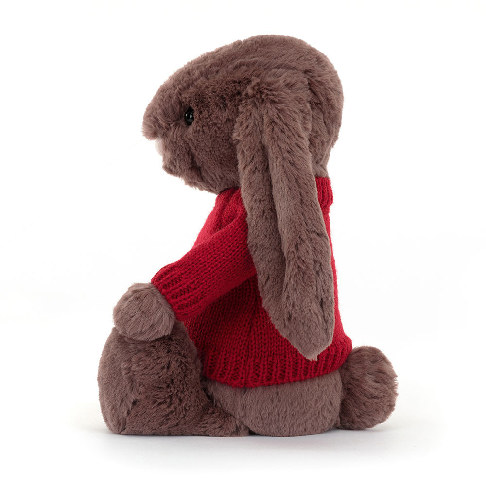 Bashful Fudge Bunny with Personalized Red Jumper - Official Jellycat