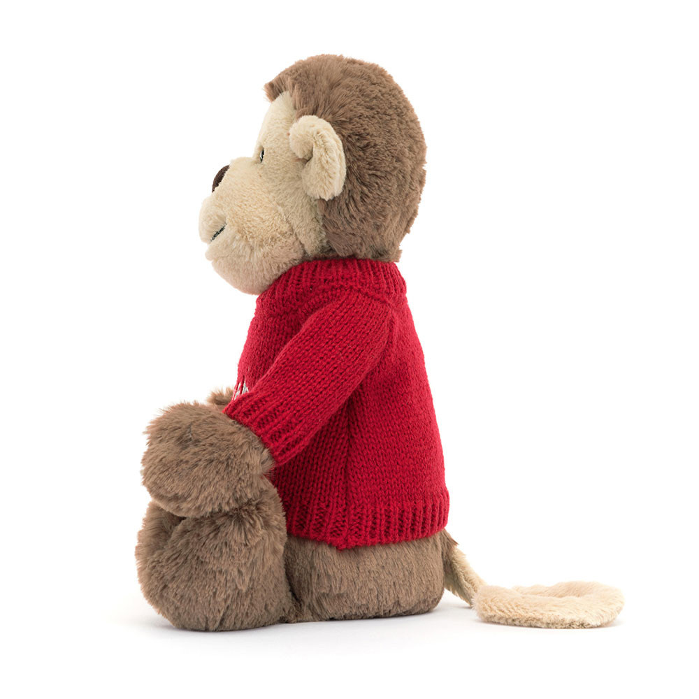Bashful Monkey with Personalized Red Jumper - Official Jellycat