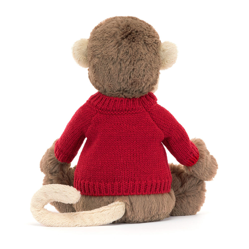 Bashful Monkey with Personalized Red Jumper - Official Jellycat