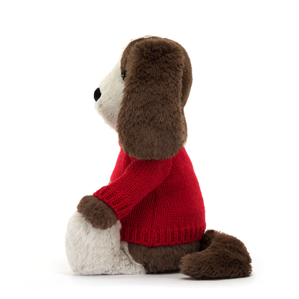 Bashful Fudge Puppy with Personalized Red Jumper - Official Jellycat