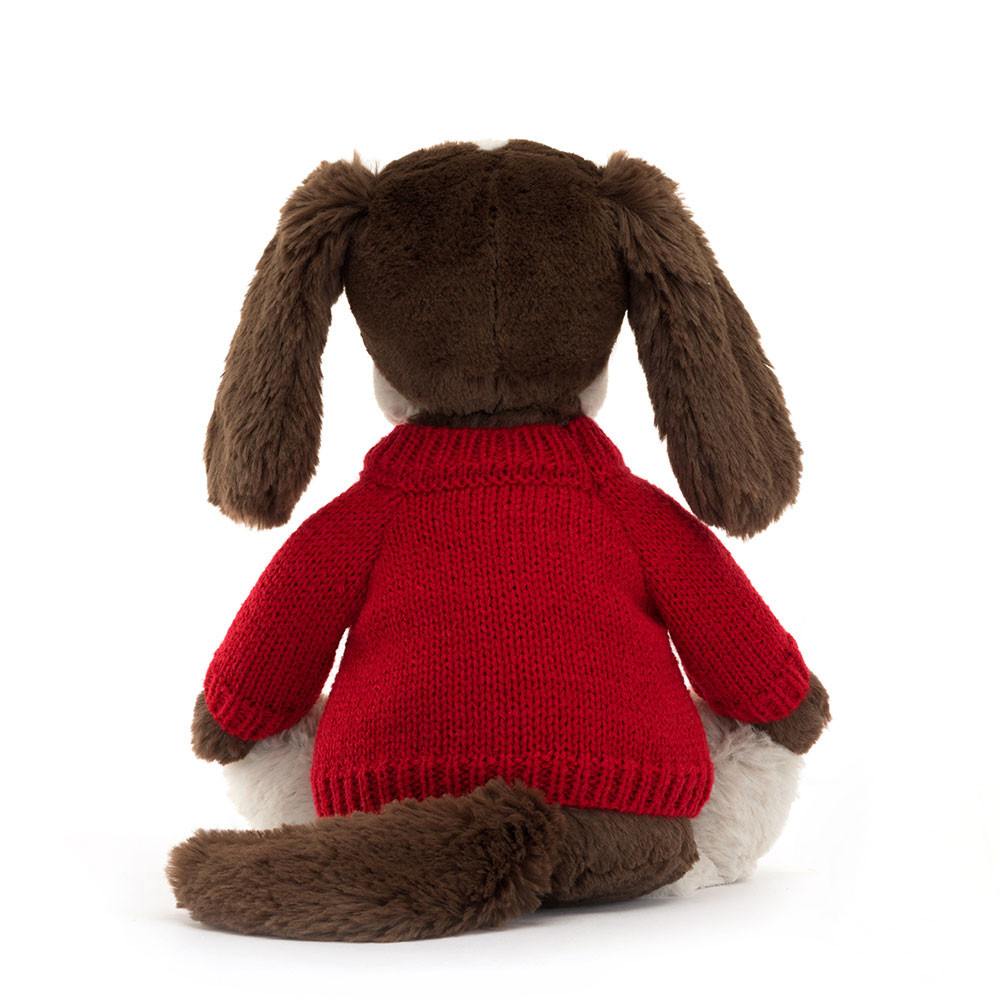 Bashful Fudge Puppy with Personalized Red Jumper - Official Jellycat