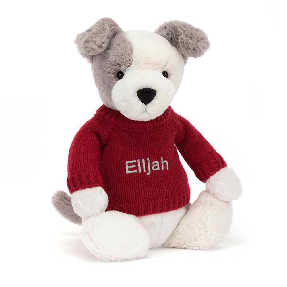 Bashful Terrier with Personalized Red Jumper - Official Jellycat