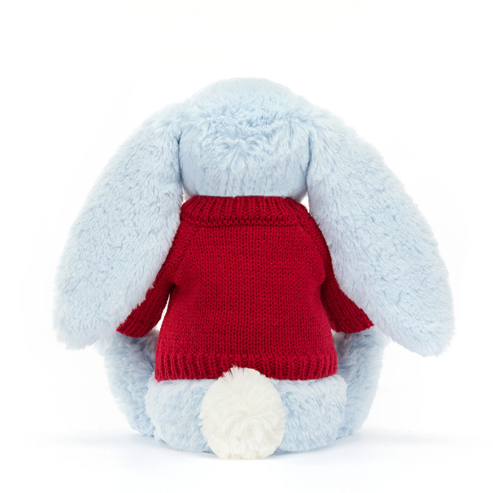 Bashful Blue Bunny with Personalized Red Jumper - Official Jellycat