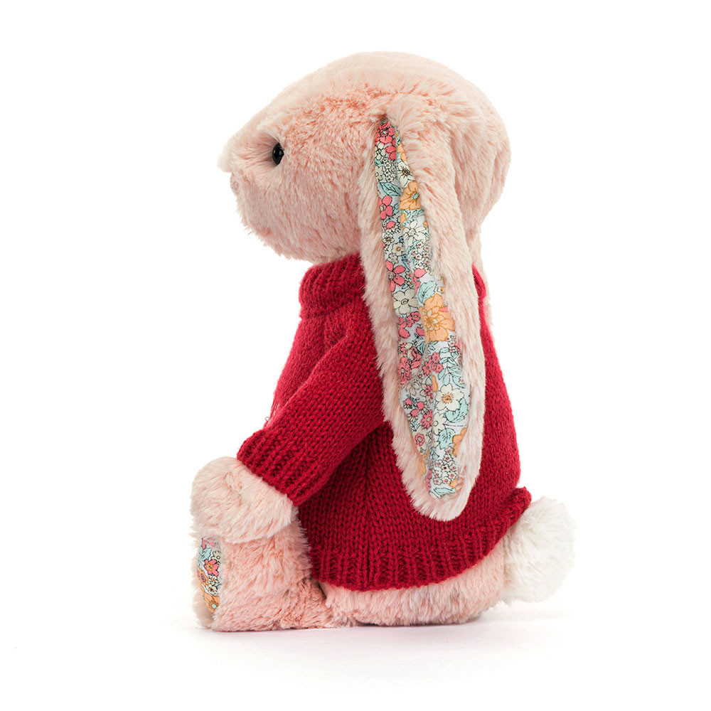 Blossom Blush Bunny with Personalized Red Jumper - Official Jellycat