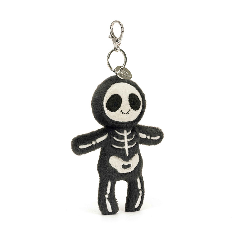JELLYCAT SKELETON BOB BAG CHARM with Dust Bag Halloween Spooky Plush