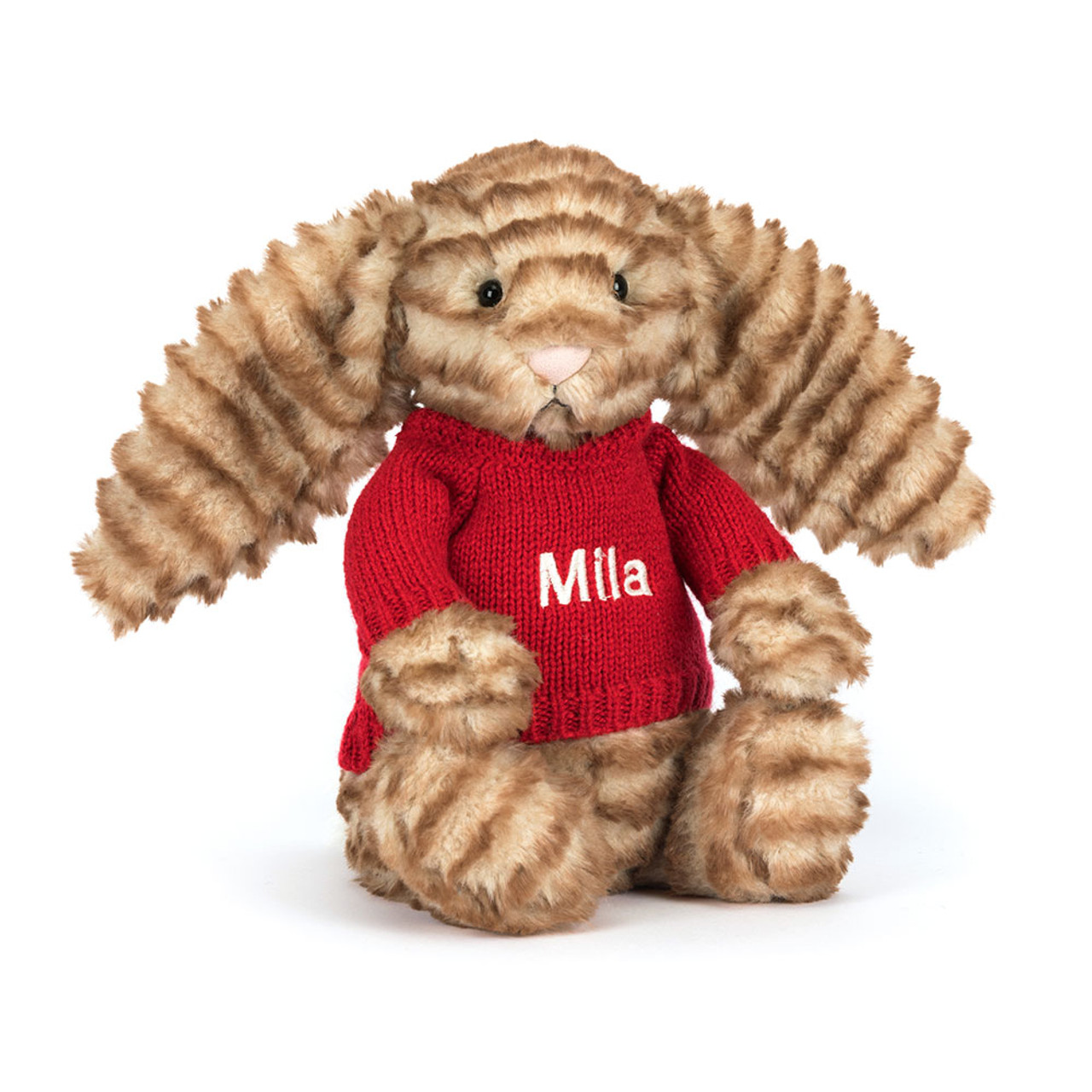 Bashful Luxe Bunny Juniper with Personalized Red Jumper