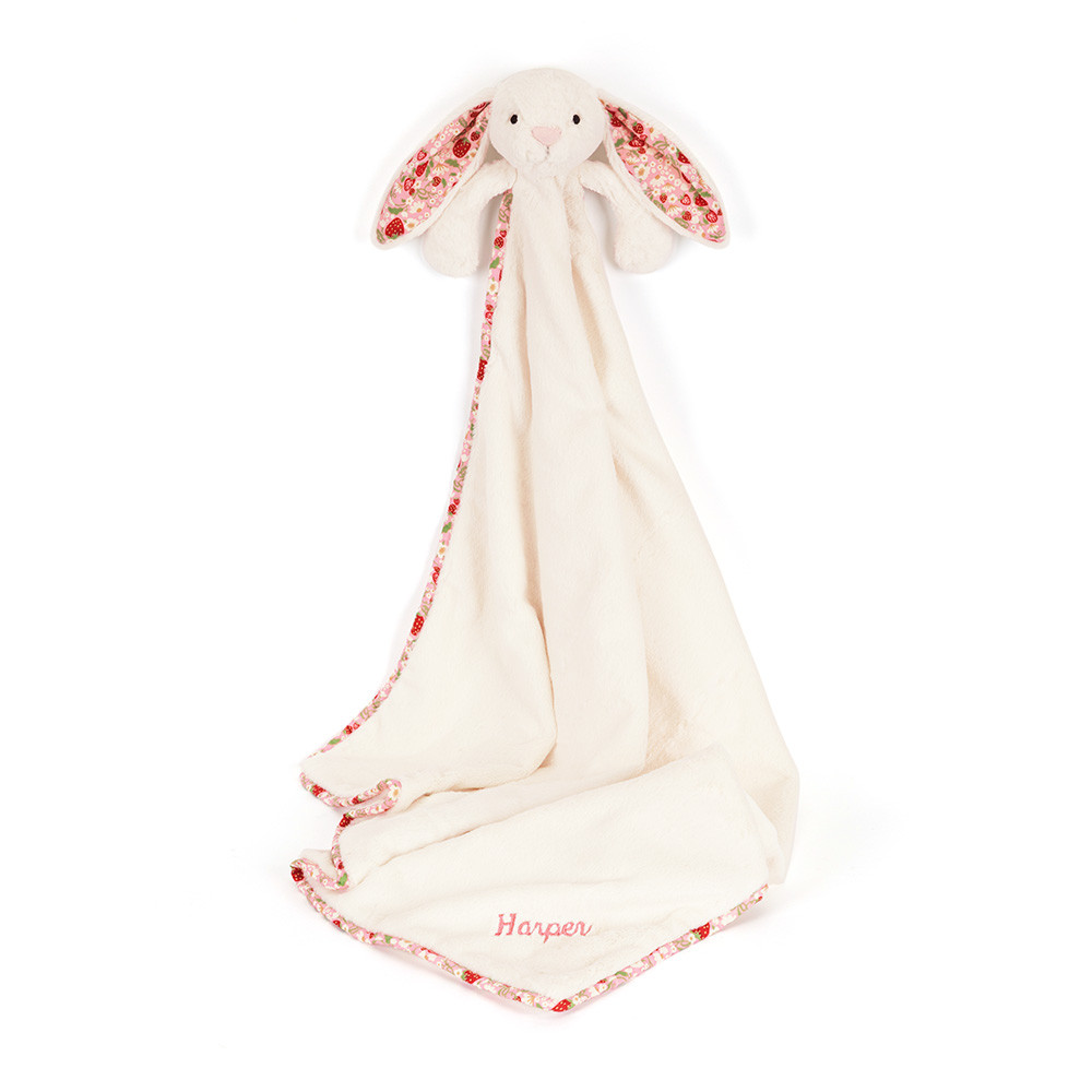 Personalized Blossom Cream Bunny 'Berry' Blankie - Official Jellycat