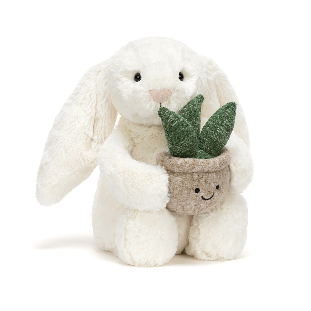 ジェリーキャット　Cream Bunny With Plantうさぎ　ぬいぐるみ Cream Bunny with Plant - Official Jellycat