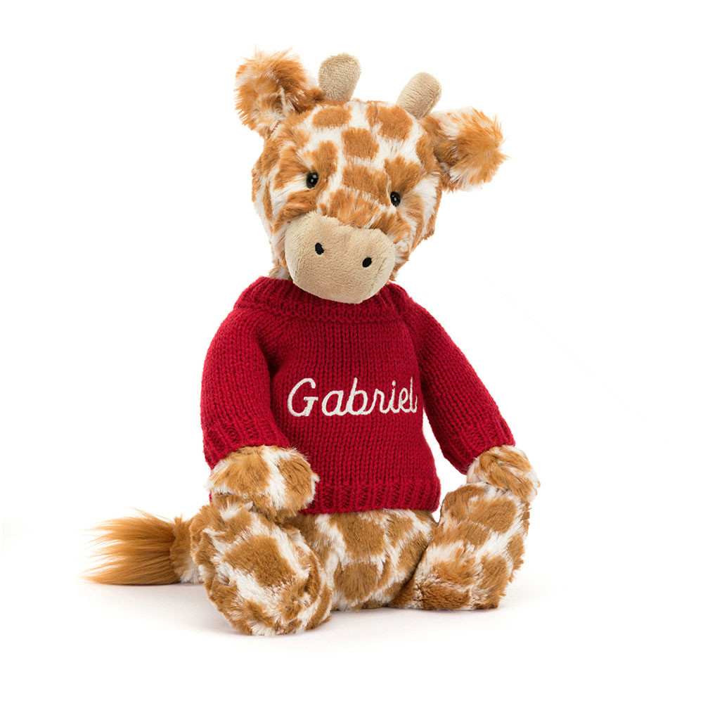 ジェリーキャット Original Bashful Giraffe 新品タグ付き Bashful Giraffe with Personalized Red Jumper - Official Jellycat