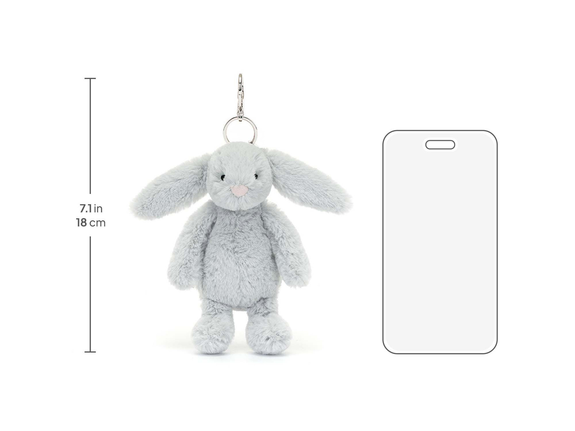 Bashful Silver Bunny Bag Charm - Official Jellycat