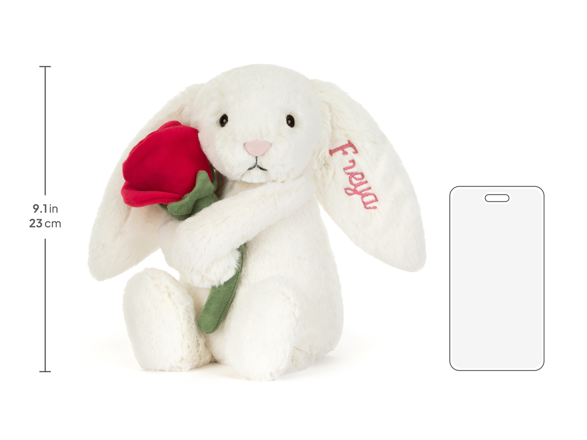 Personalized Cream Bunny with Rose - Official Jellycat