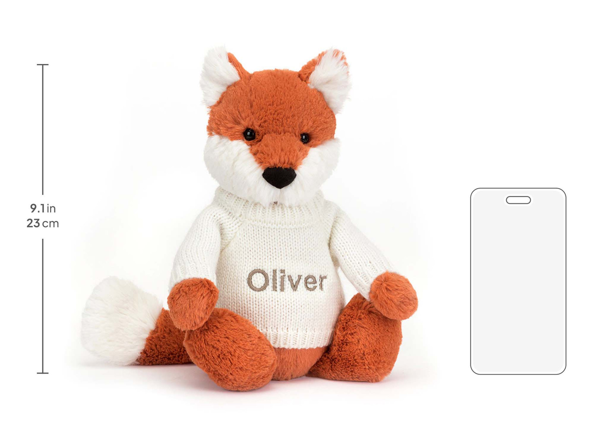 Bashful Fox Cub with Personalized Cream Jumper - Official Jellycat