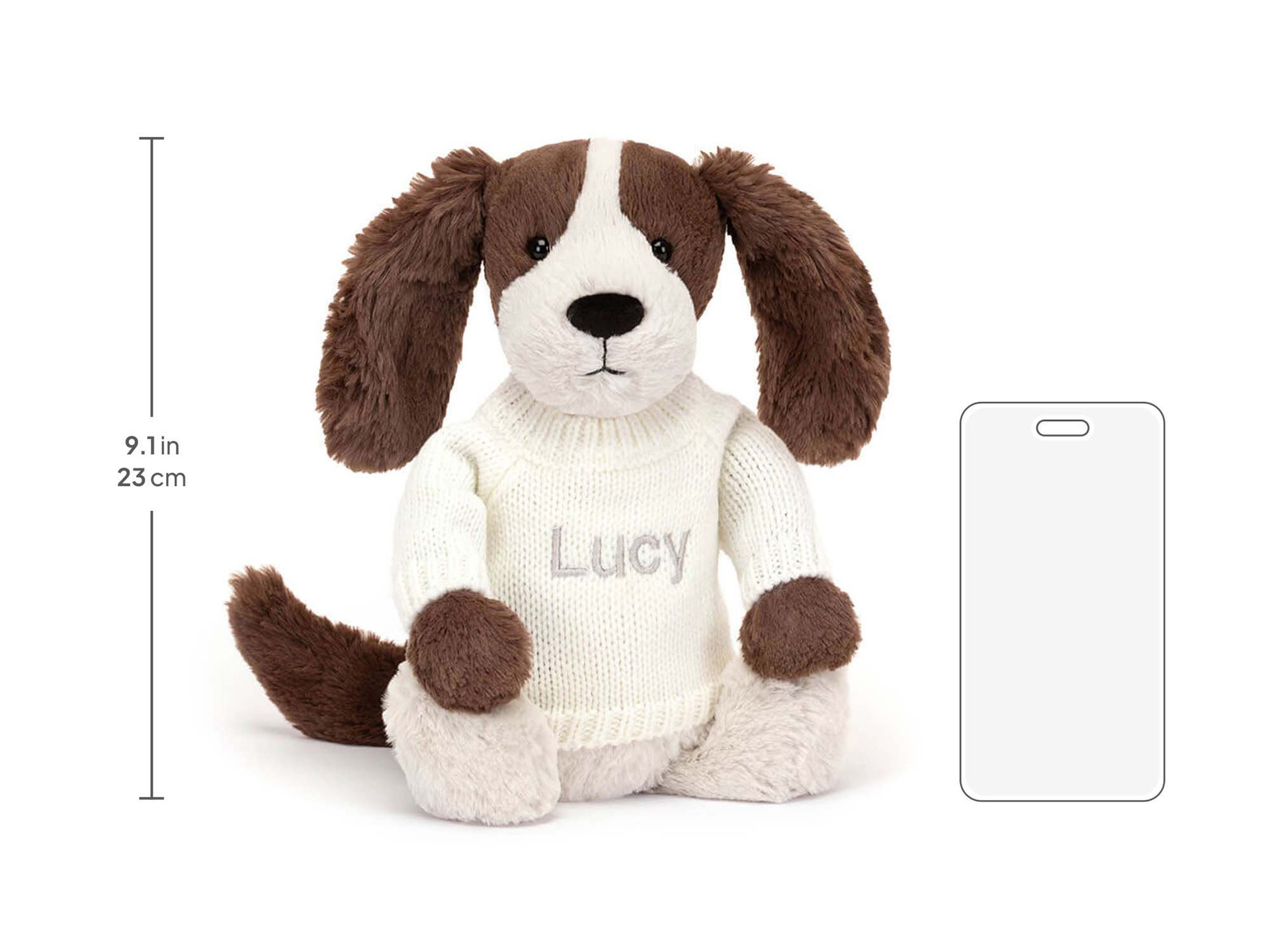 Bashful Fudge Puppy with Personalized Cream Jumper - Official Jellycat