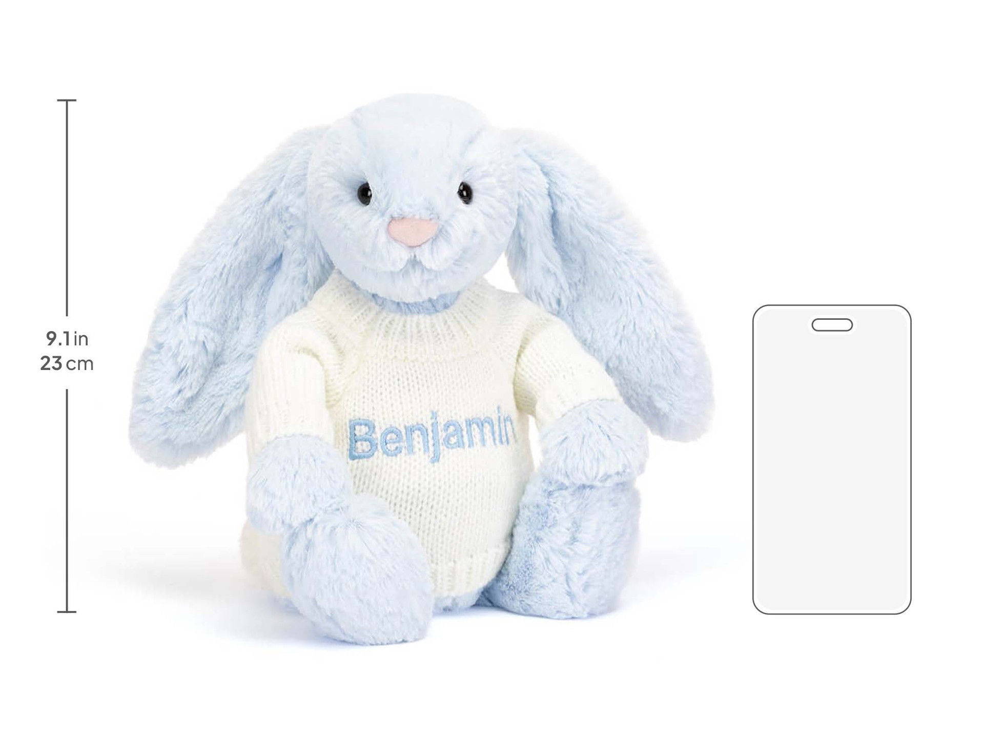 Bashful Blue Bunny with Personalized Cream Jumper - Official Jellycat