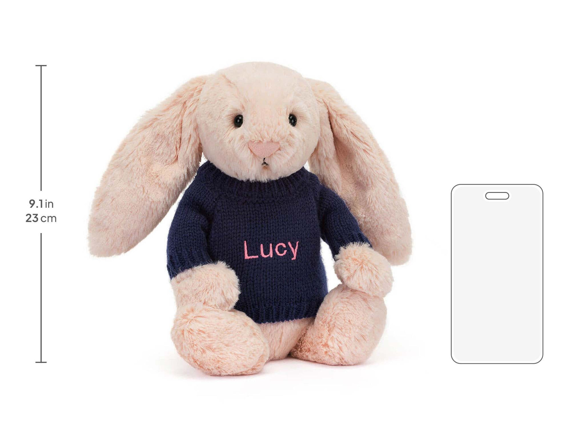 Bashful Blush Bunny with Personalized Navy Jumper - Official Jellycat