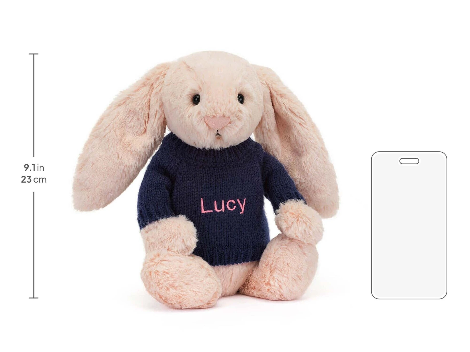 Bashful Blush Bunny with Personalized Navy Jumper - Official Jellycat