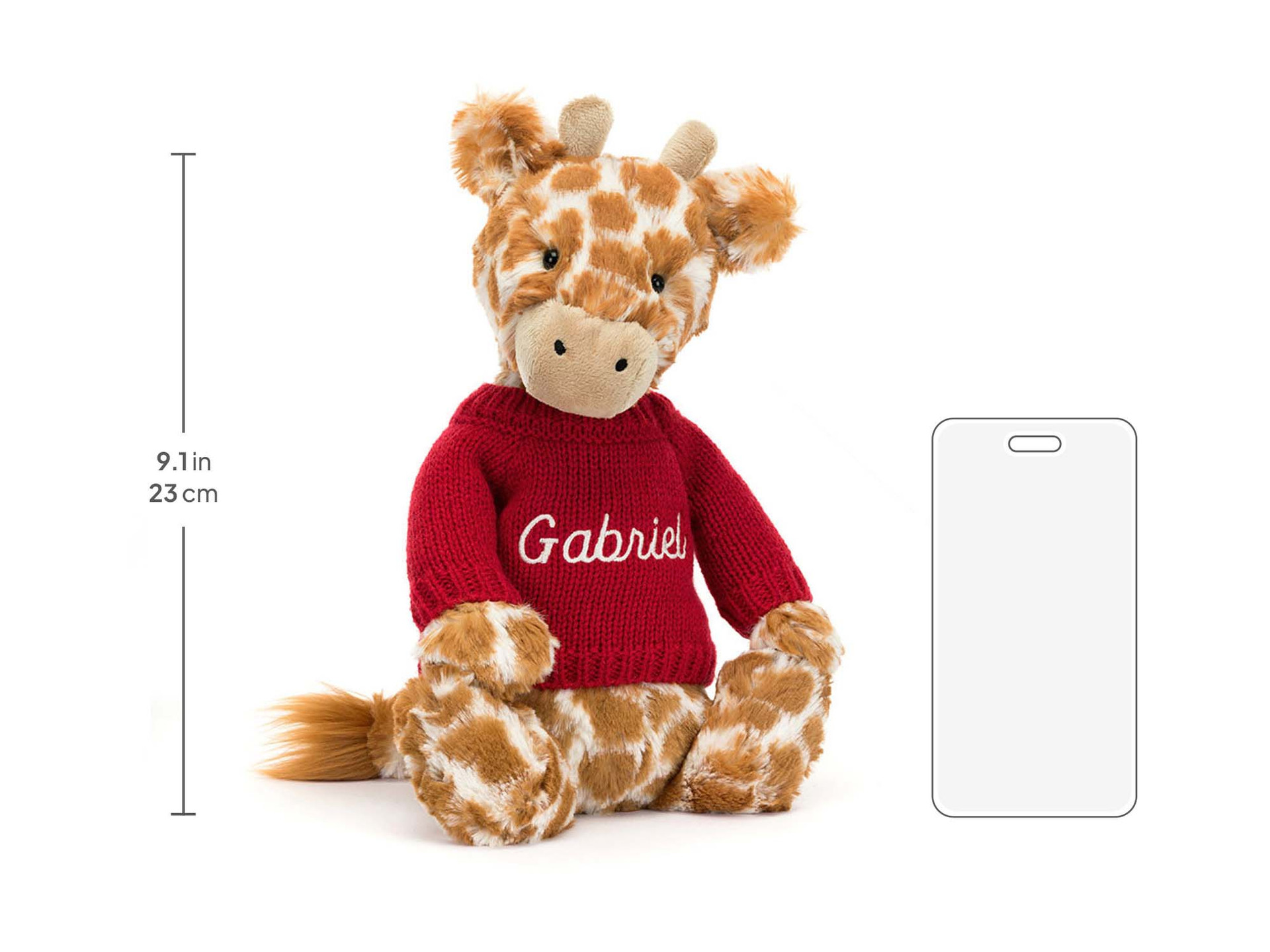 Bashful Giraffe with Personalized Red Jumper - Official Jellycat