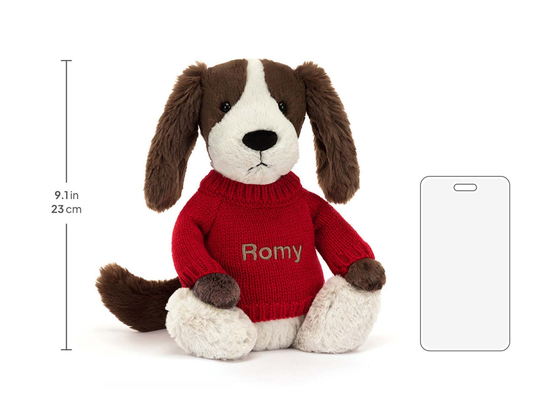 Bashful Fudge Puppy with Personalized Red Jumper - Official Jellycat