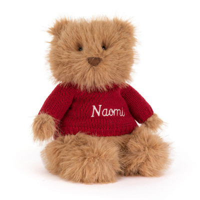 Bartholomew Bear Bouffant with Personalised Red Jumper, Main View