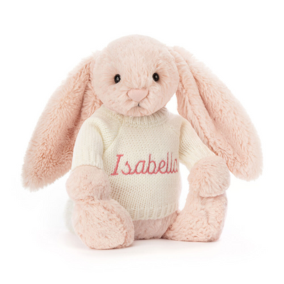 Bashful Blush Bunny with Personalised Cream Jumper, View 4