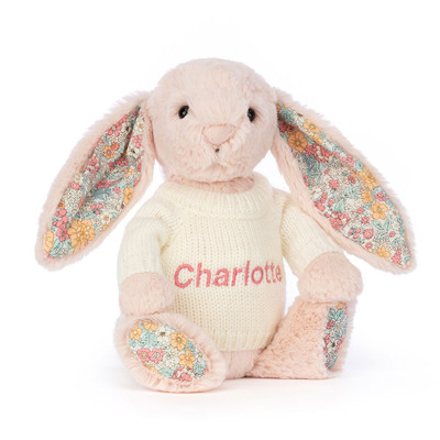 Blossom Blush Bunny with Personalised Cream Jumper, View 4