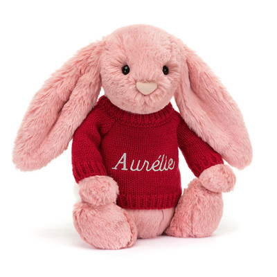 Bashful Petal Bunny with Personalised Red Jumper, View 4