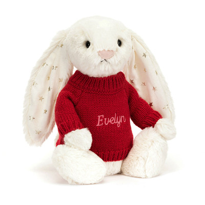 Bashful Twinkle Bunny with Personalised Red Jumper, View 4
