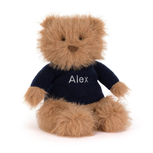Bartholomew Bear Bouffant with Personalized Navy Jumper - Official