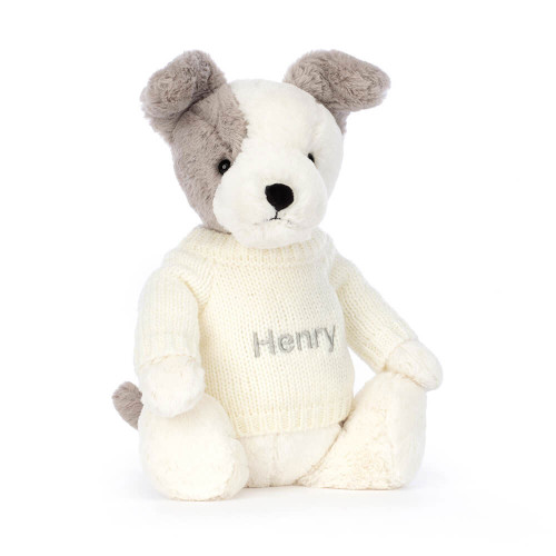 Bashful Terrier with Personalized Cream Jumper - Official Jellycat