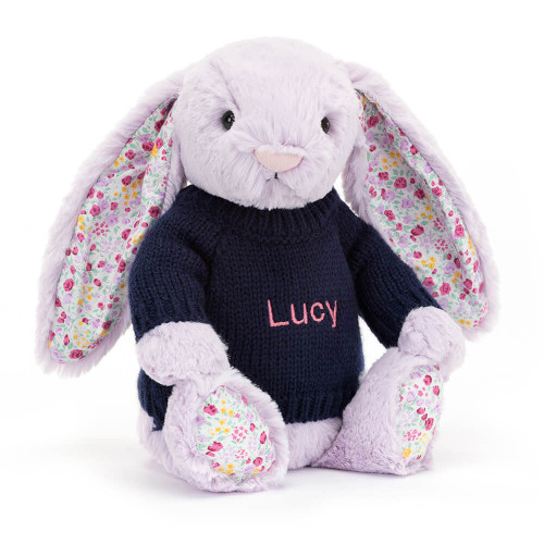 Blossom Jasmine Bunny with Personalized Navy Jumper - Official