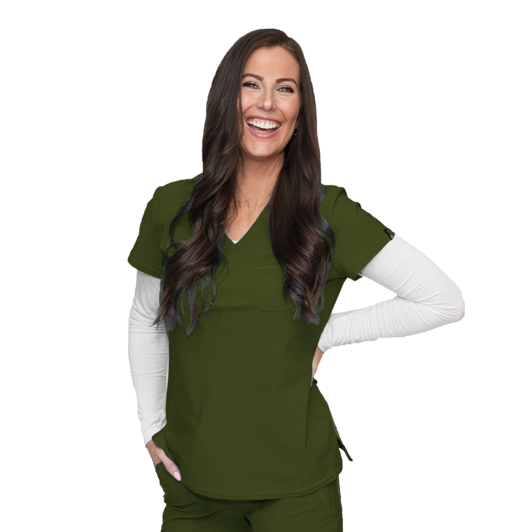 LUV STRUK Compassion Joyful 727 Women’s 1 Pocket V-Neck Tuck-in Stretch Scrub Top