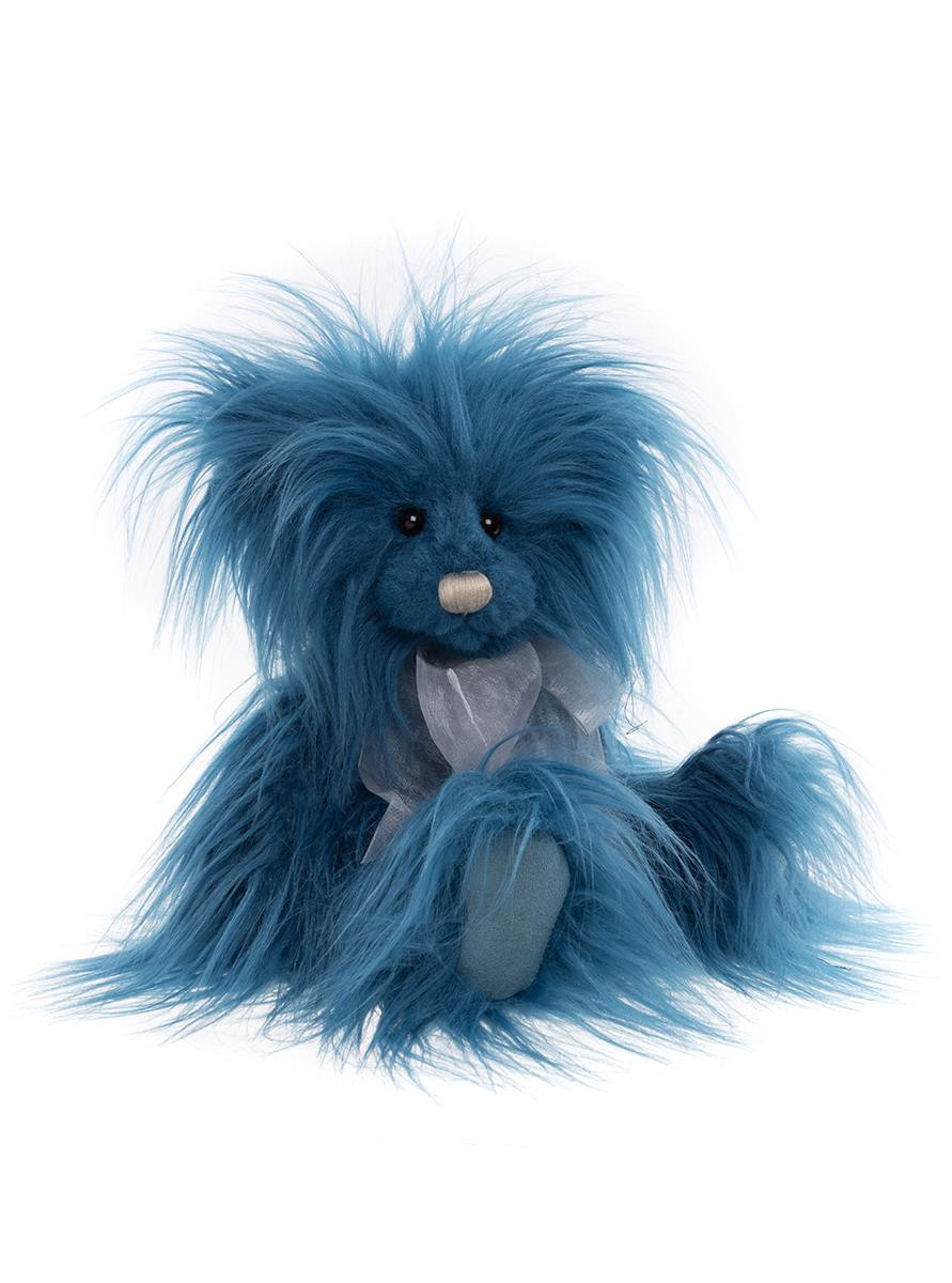 Fuzzy Wuzz Plush Bear | Bright Blue Long-Pile Fluffy Teddy with