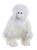 A white fluffy Charlie Bears teddy bear resembling a yeti or primate, with black button eyes, a grey muzzle, and outstretched knitted paws, photographed against a white background.