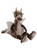 A grey-brown plush dragon teddy bear sits upright against a white background, featuring wings, horns, clawed feet, and a lighter-coloured belly with stitched segmentation.
