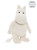 A white plush Moomin stuffed toy stands upright against a plain white background, featuring a round hippo-like snout, small ears, and black button eyes.