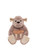 A grey plush monster-like teddy bear with large ears, buck teeth, big feet, and an orange fluffy belly patch, sitting upright against a white background.