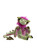 A green dragon plush toy with bright pink mane and belly, brown wings and spikes, sits upright against a white background.