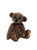 A brown, vintage-style Charlie Bears teddy bear sits upright against a white background, wearing a dark red satin ribbon bow around its neck, with suede-style paw pads.