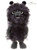 A dark grey fluffy monster-like teddy bear stands upright against a white background, featuring large round eyes, a slight smile, small round ears, and stubby feet.