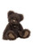 A dark brown, fluffy Charlie Bears teddy bear sits upright against a white background, featuring suede paw pads, small bell collar details, and a beige embroidered nose.