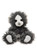 A grey and white curly-furred Charlie Bears teddy bear sits upright against a white background, featuring black eyes, white muzzle, pale paw pads, and a small silver medallion pendant.