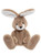 A brown plush bunny rabbit toy sits upright against a white background, featuring large ears with white inner lining and a white muzzle with a black nose.