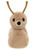 A small beige plush toy snail with large black button eyes, a dark oval nose, and two brown antennae, sitting upright against a white background.