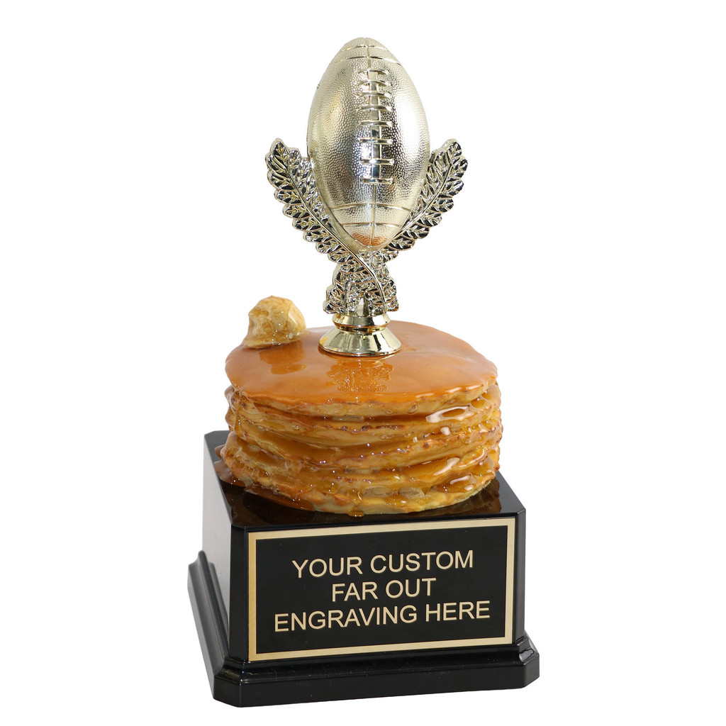This trophy can be customized to have any trophy trim on top of the pancakes!