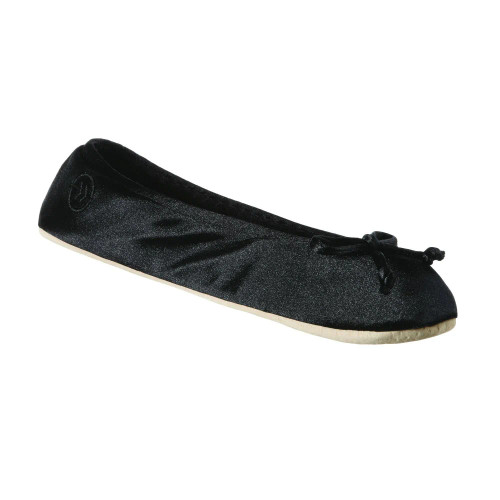 Isotoner Women’s Satin Ballerina Slippers Black