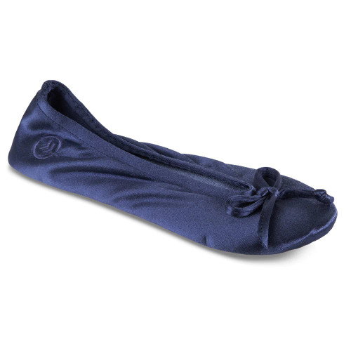 Isotoner Women’s Satin Ballerina Slippers Navy