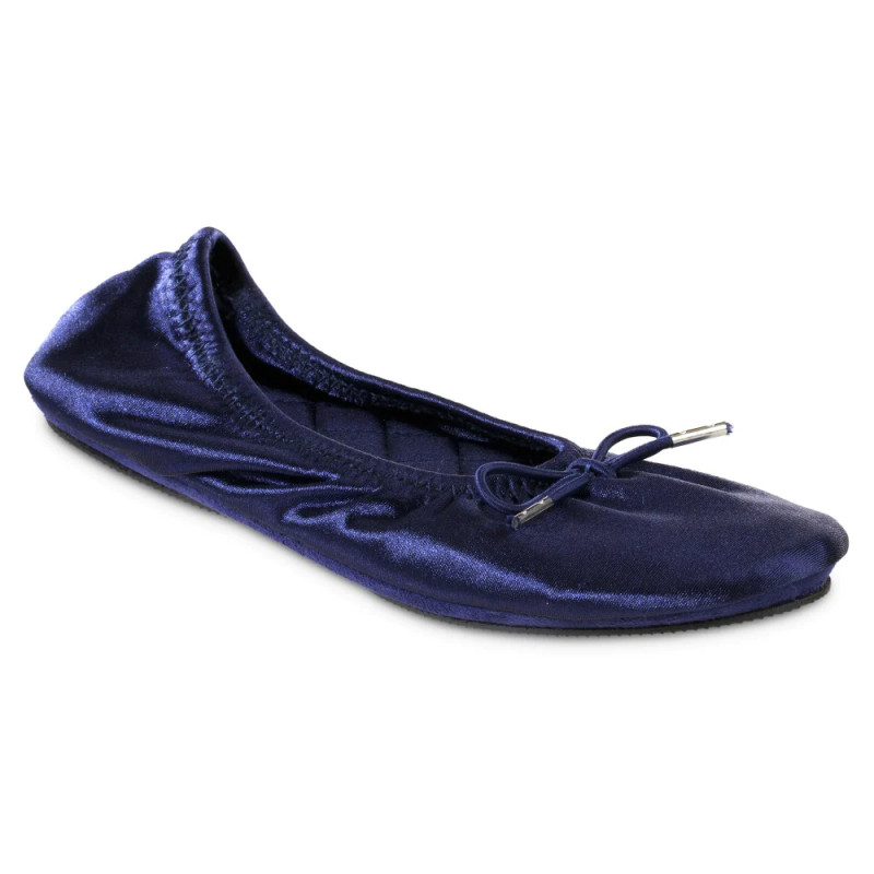 Isotoner Women's Sloan Printed Ballerina Slippers Navy