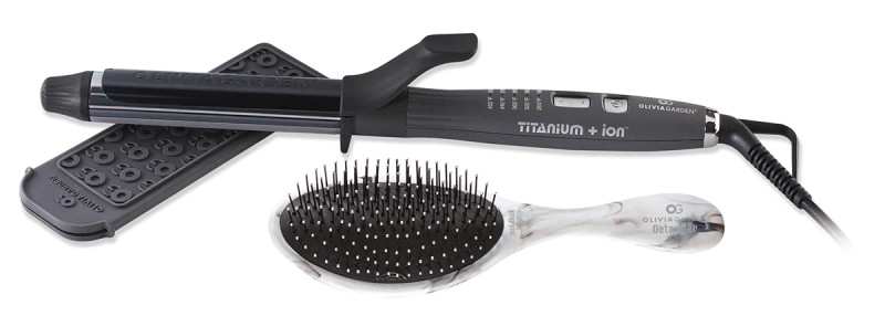 Olivia Garden Professional Titanium +Ion Curling Iron with Free Hair Brush