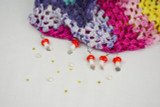 Lampwork glass toadstool stitch markers